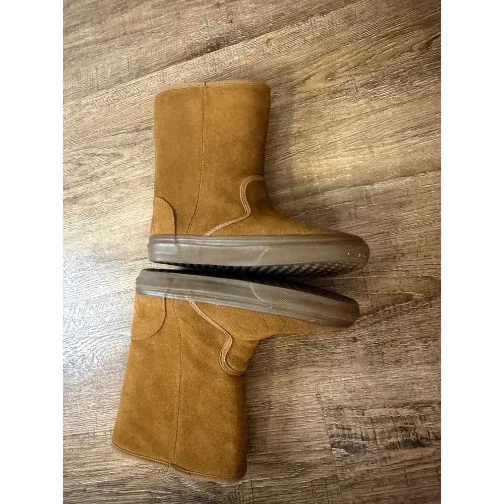 Vans Suede Sherpa Lined Boots Chestnut Brown Women 7 Men 5.5 Waffle Sole